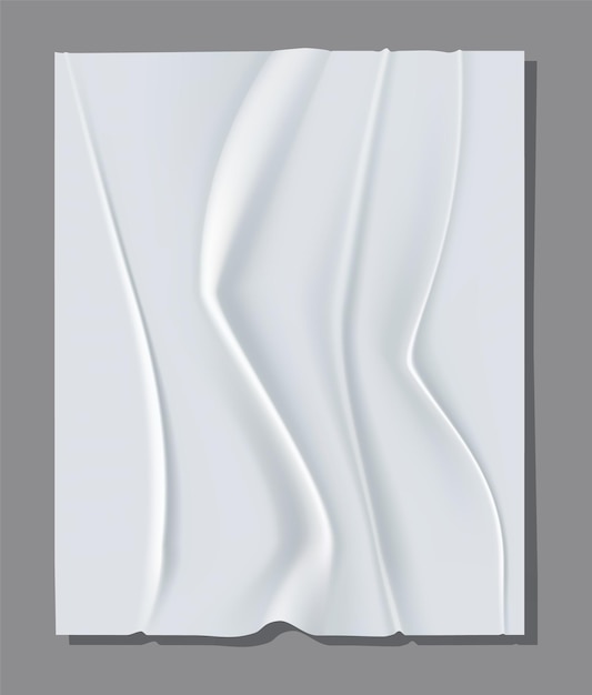 Vector realistic white sheet of crumpled paper.