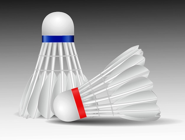 realistic white shuttlecock isolated on white background - 3d illustration