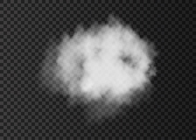 Realistic white smoke cloud isolated on transparent