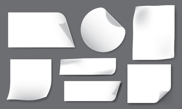 realistic white stiker label set collection on grey background vector
