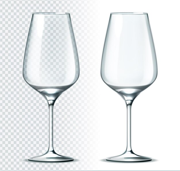 ベクトル リアルな白ワイングラスのイラスト