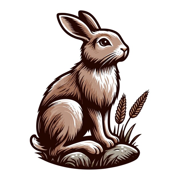 Realistic wild animal hare rabbit design vector zoology illustration wild forest bunny flat design