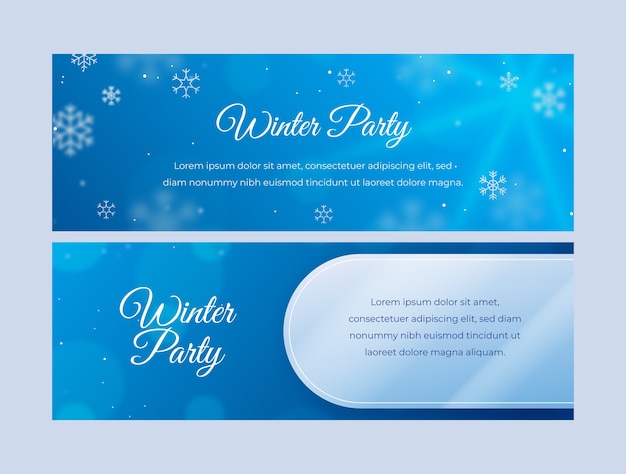 Realistic winter party horizontal banner