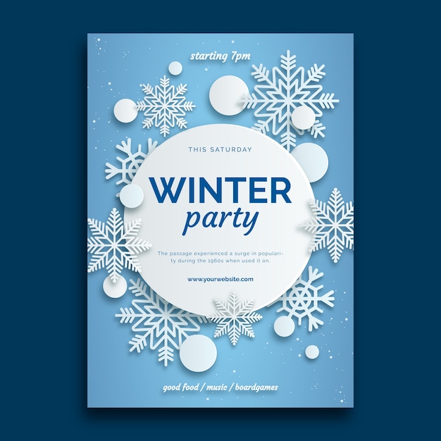 Vector realistic winter party poster template