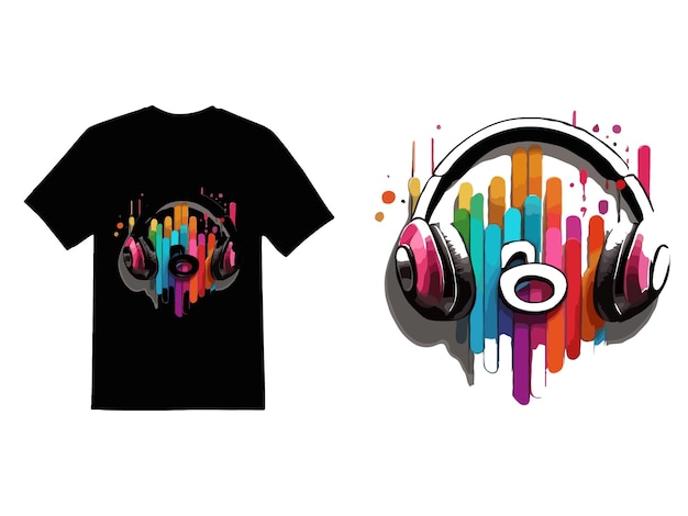 Realistic Wireless Earphones Illustration TShirt design and Template
