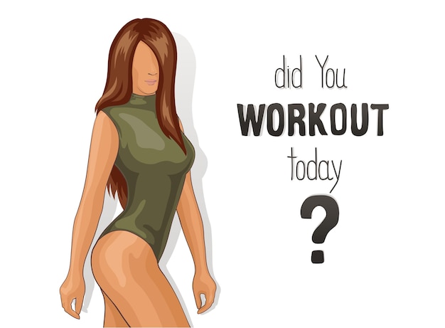 Vector realistic woman with beautiful athletic body. did you workout today?