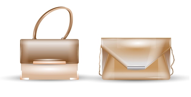 Le borse da donna realistiche hanno isolato il formato eps della collezione di borse da donna in pelle