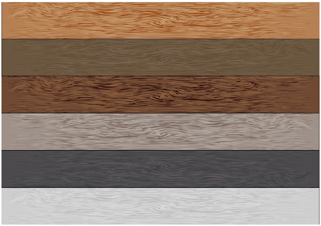 Vector realistic wood plank color collection pattern background.