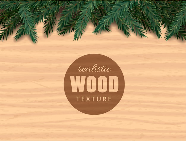 Vector realistic wood texture. christmas tree branches.  background for your design.