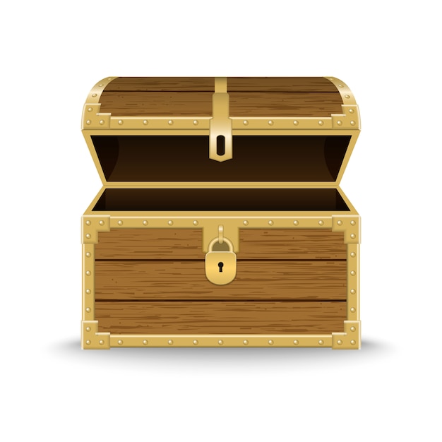 Vector realistic wooden chest illustration