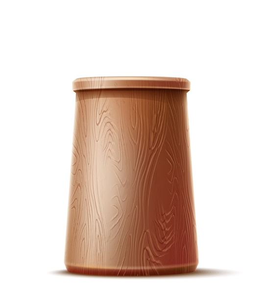 Realistic wooden cup with textured surface