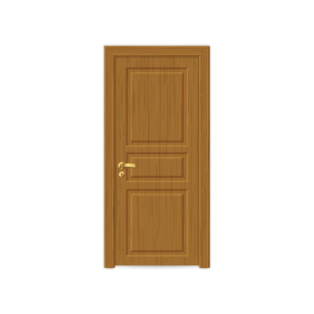 Realistic wooden door isolated