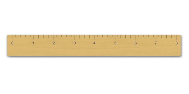 Realistic wooden measuring ruler