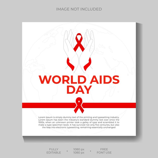 Modello di post sui social media per la giornata mondiale dell'aids realistico