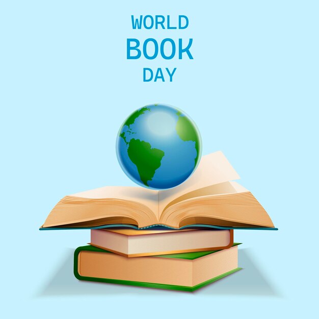 Vector realistic world book day