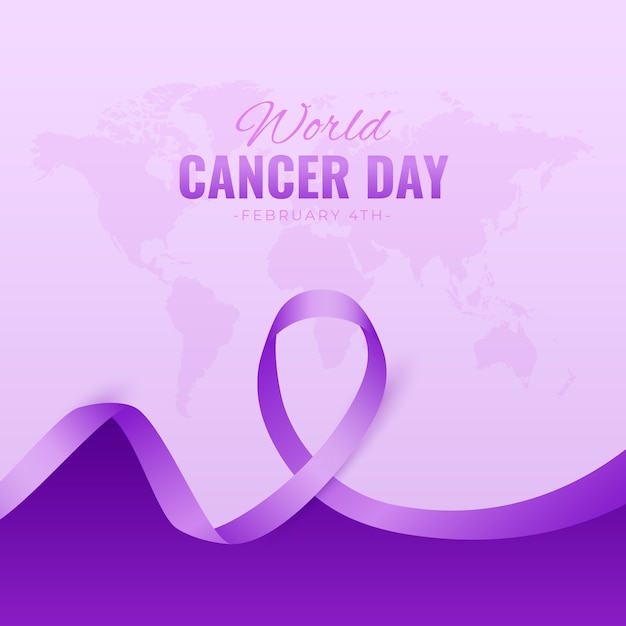 Realistic world cancer day illustration