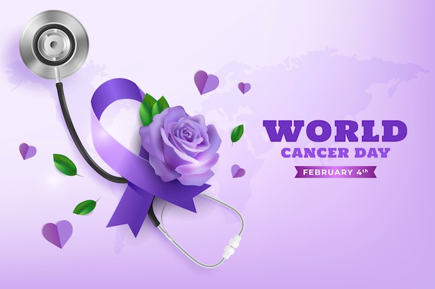 Realistic world cancer day illustration