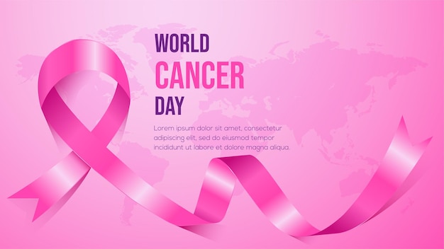 Realistic world cancer day illustration