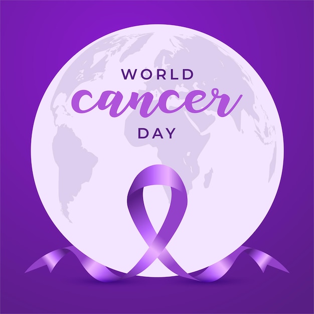 Realistic world cancer day illustration