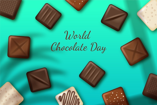 Vector realistic world chocolate day background with chocolate sweets