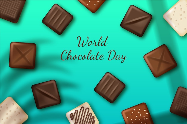 チョコレート菓子と現実的な世界のチョコレートの日の背景