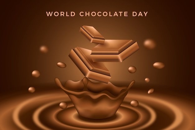 チョコレートと現実的な世界のチョコレートの日のイラスト