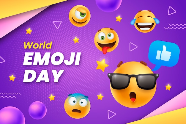 Vettore sfondio del giorno delle emoji mondiali realistiche