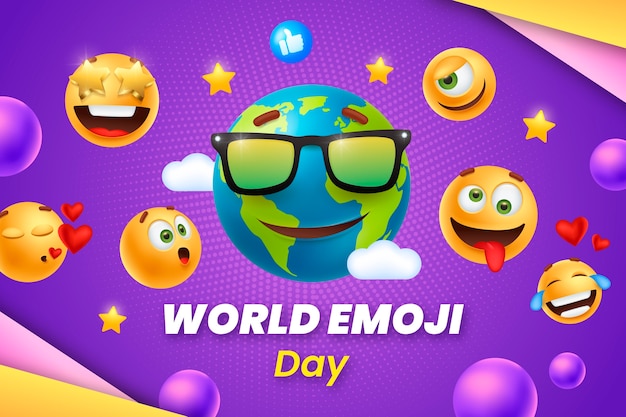 Vettore sfondio del giorno delle emoji mondiali realistiche