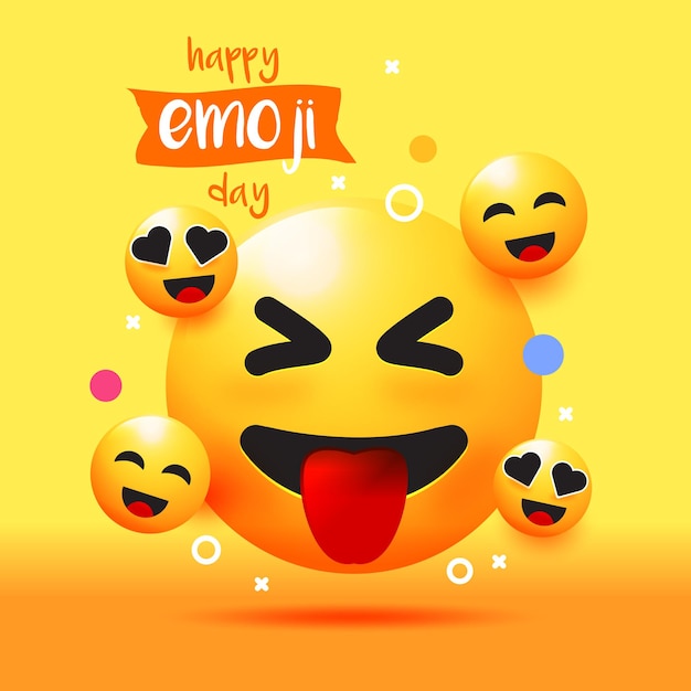 Vector realistic world emoji day illustration