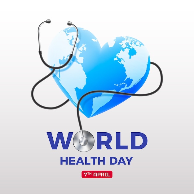 Вектор Реалистичная иллюстрация всемирного дня здоровья