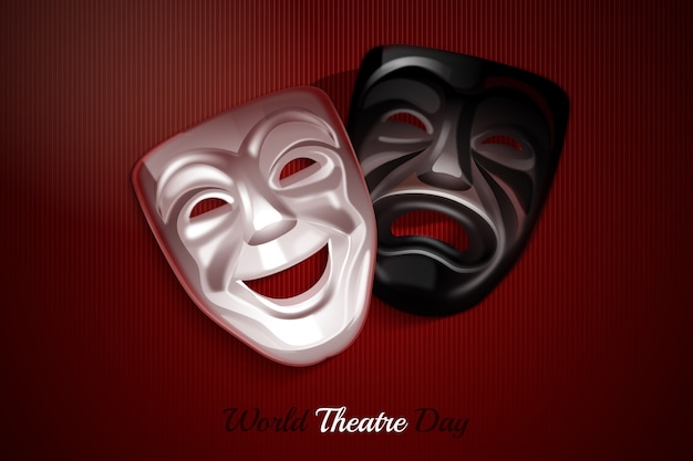 Realistic world theatre day illustration