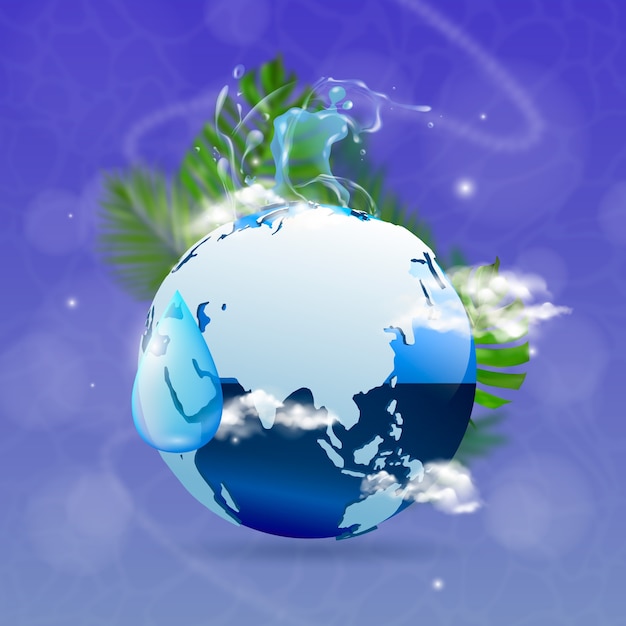 Realistic world water day illustration