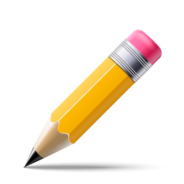 Realistic yellow Pencil isolated on white background.  .