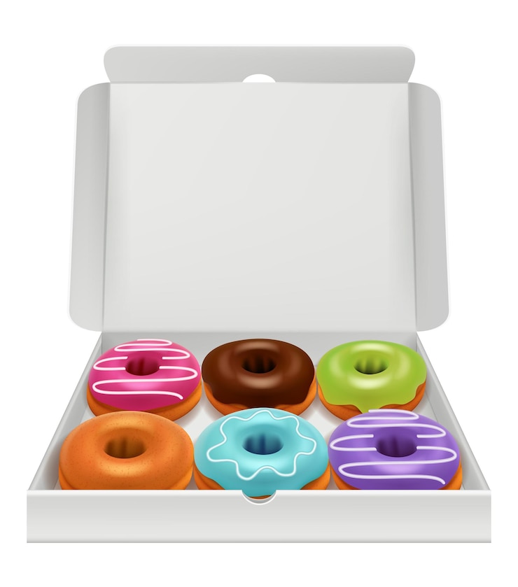 Vector realistics donuts in cardboard box