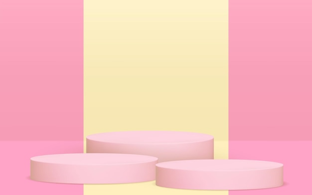 Realistisch 3D podium podium 3 roze pastel scane
