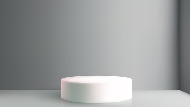 Realistisch 3d wit cilindrisch podium voor cosmetische productpresentatie platform vector geometrisch ontwerp