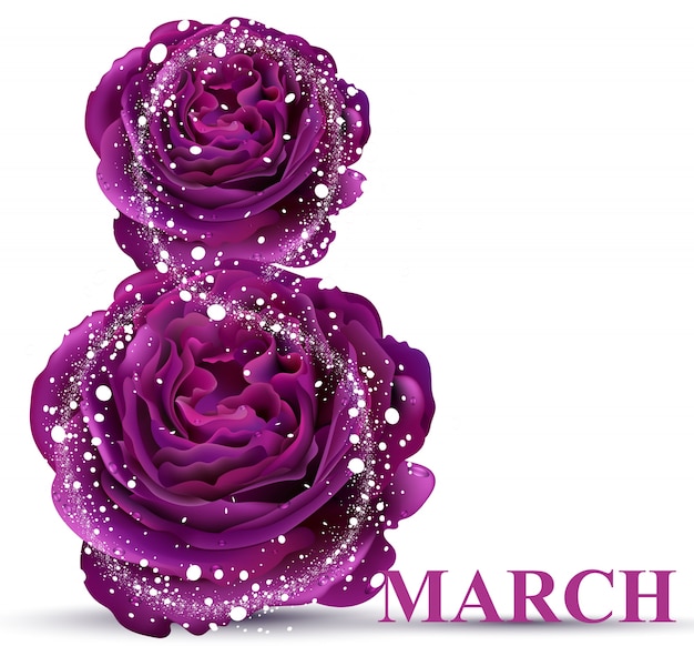 Vector realistisch 8 maart in rozen