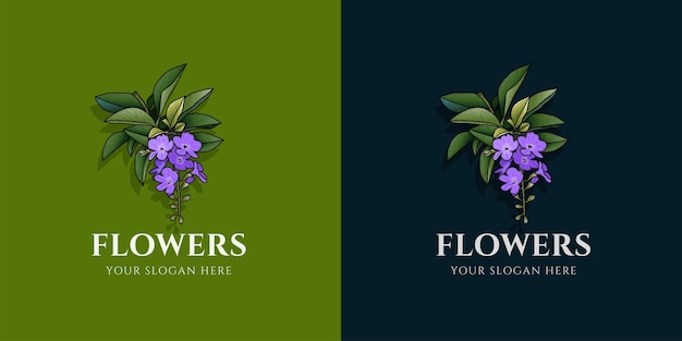 Realistisch bloem logo bloem logo Wildflower logo bloemen logo Tibouchina logo Pleroma logo