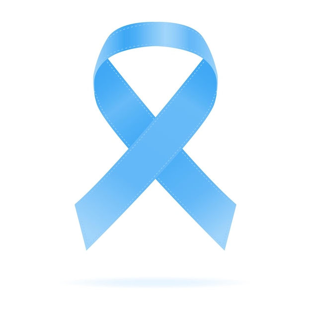 Realistisch Blue Ribbon World Prostate Cancer Day Concept geïsoleerd op een witte achtergrond afbeelding