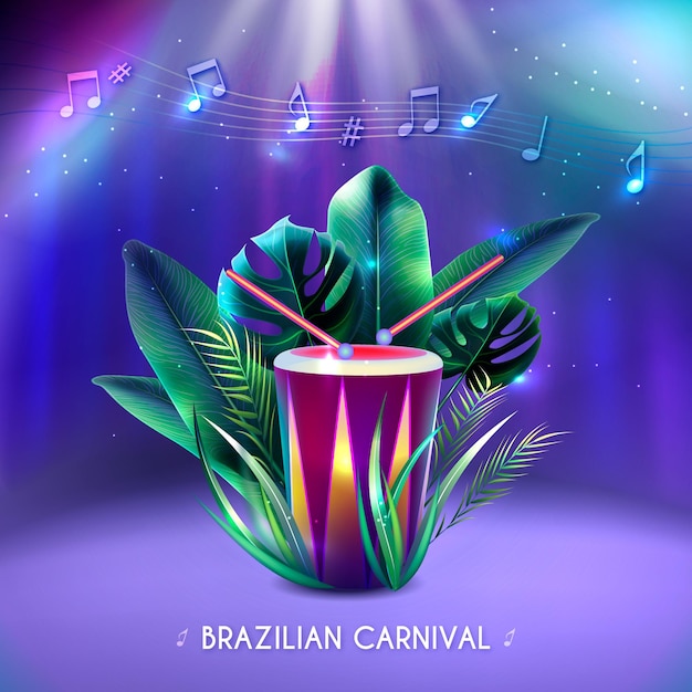 Realistisch braziliaans carnaval met muziekinstrument