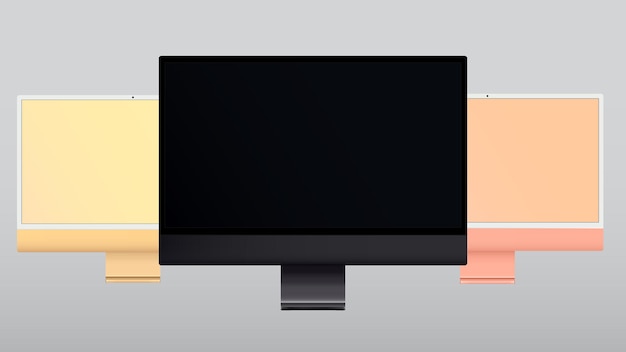 Realistisch computerscherm mockup Computermonitor mockup banner Scherm met zwart scherm