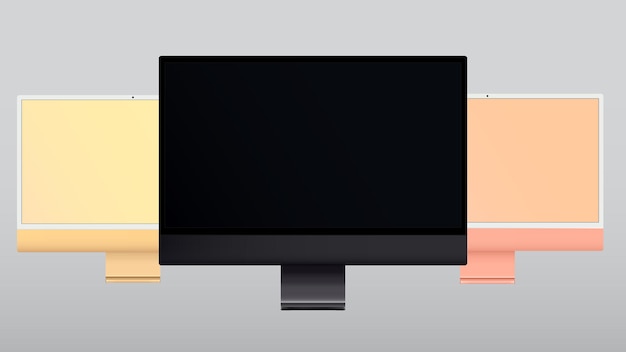 Vector realistisch computerscherm mockup computermonitor mockup banner scherm met zwart scherm