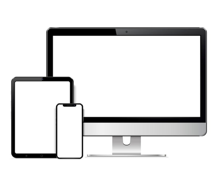 Vector realistisch computerscherm, tablet, smartphone