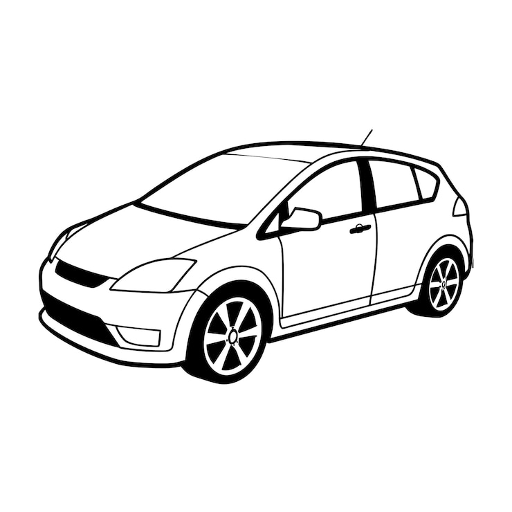 Vector realistisch concept voor de illustratie van de contourvector van de auto