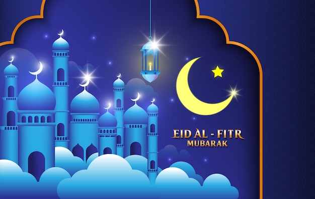 Realistisch eid mubarak islamitisch groetontwerp voor Vector