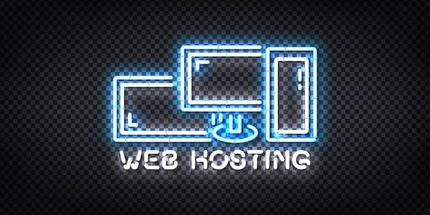 realistisch geïsoleerd neonreclame van webhosting.