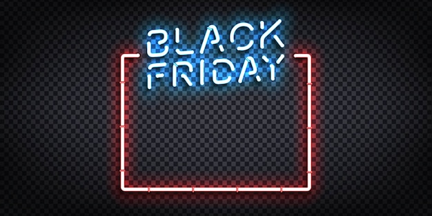 realistisch geïsoleerd neonteken van Black Friday-frame-logo