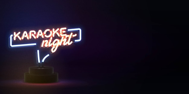 Realistisch geïsoleerd neonteken van karaoke night-tekst