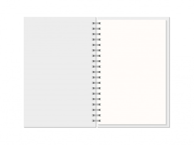 realistisch geopend notitieboekje met spiraal.