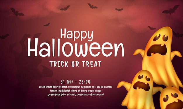 Realistisch Happy halloween-bannerconcept